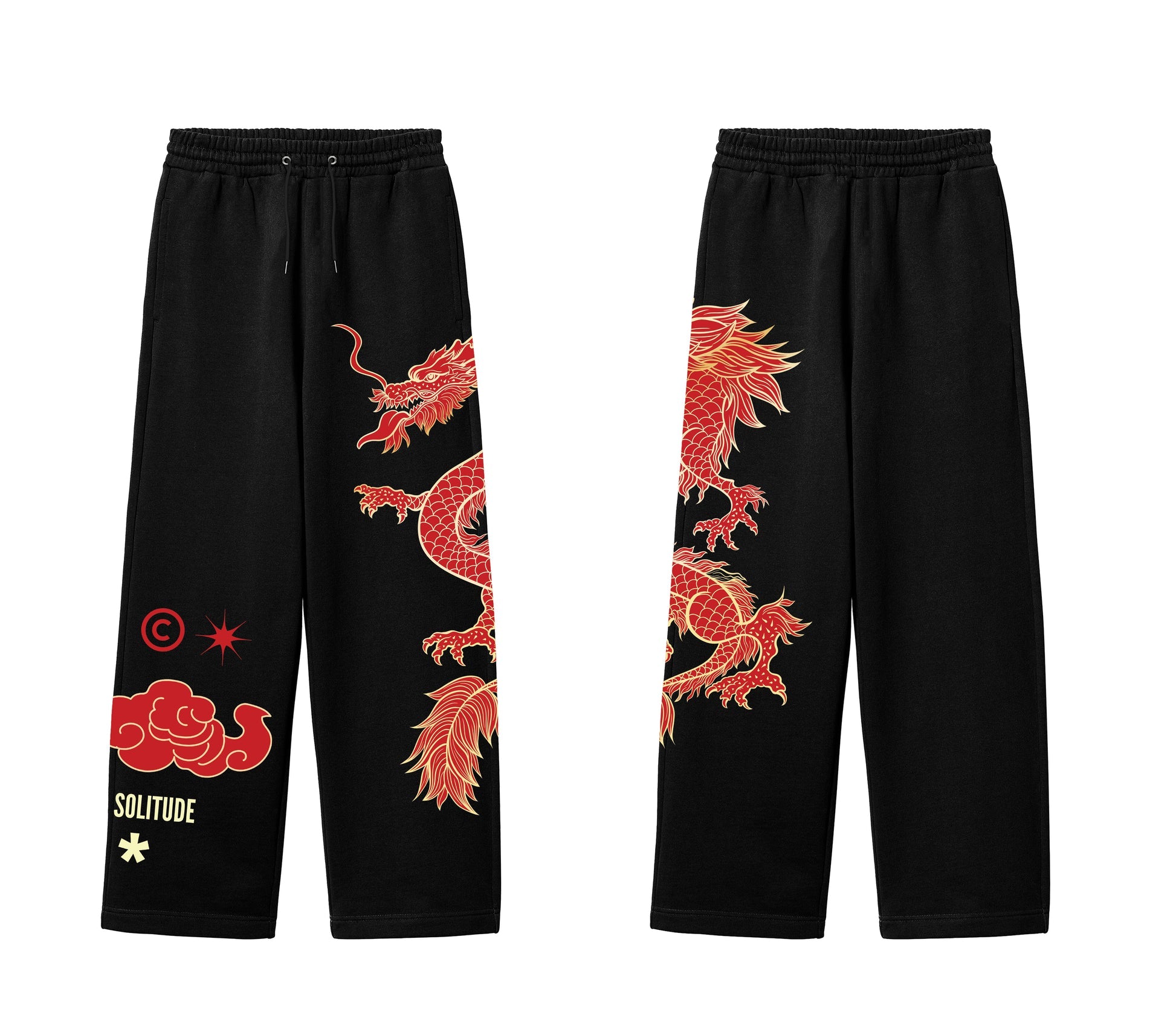 Red Dragon Graphic Streetwear Sweatpants – Black Unisex Joggers