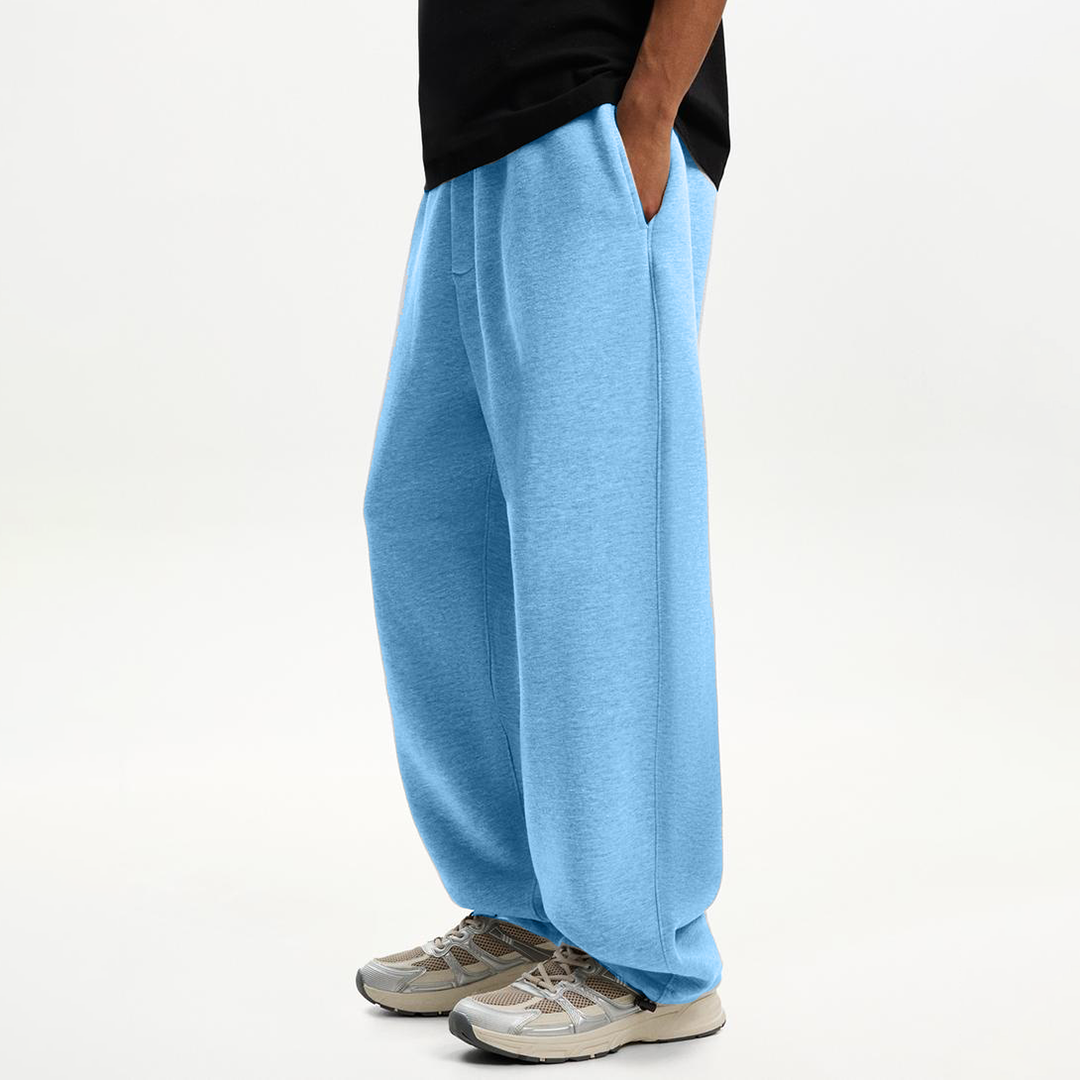 Sky Blue Oversized Fleece Sweatpants for Men – Relaxed Fit Streetwear Essential