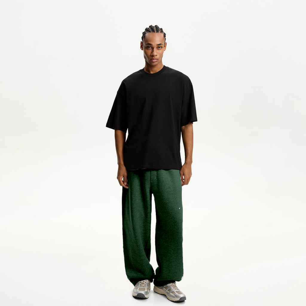 Forest Green Oversized Fleece Sweatpants for Men – Heavyweight Streetwear Joggers
