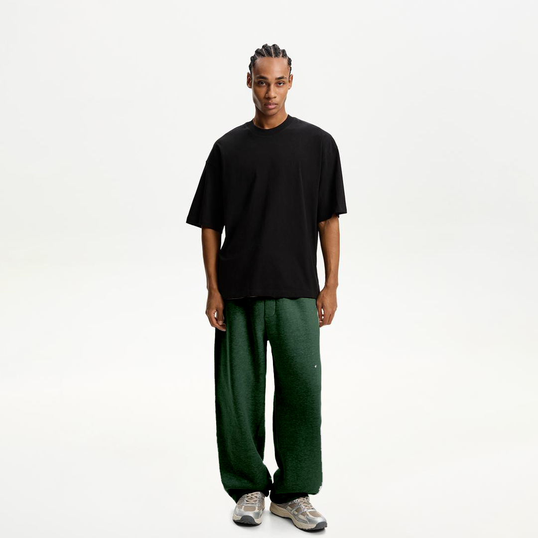 Forest Green Oversized Fleece Sweatpants for Men – Heavyweight Streetwear Joggers