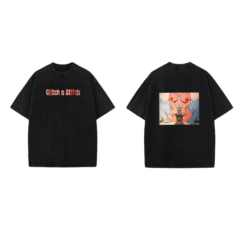 "Glitch n Stitch 'Love Disorder' Oversized Graphic Tee"