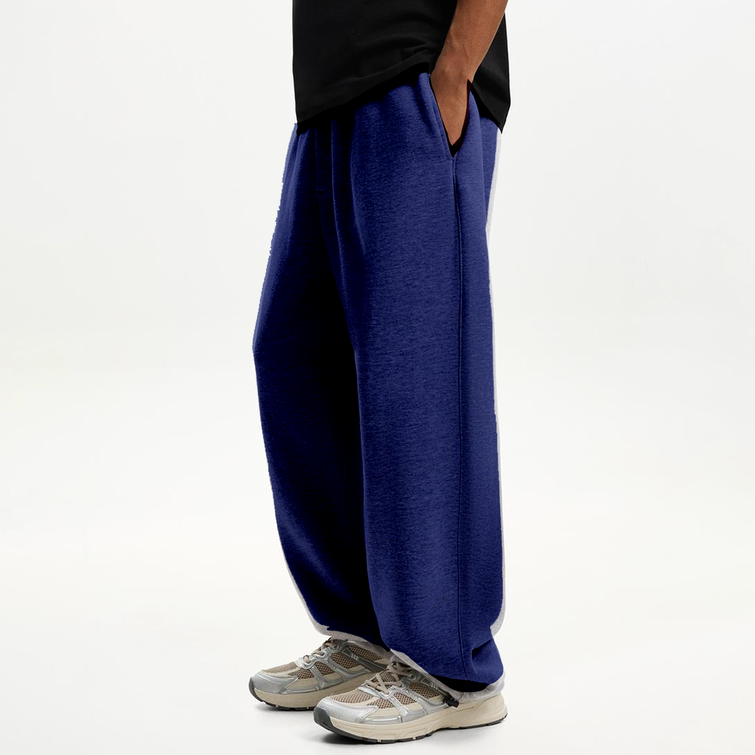 Navy Blue Oversized Fleece Sweatpants for Men – Heavyweight Relaxed Fit Joggers