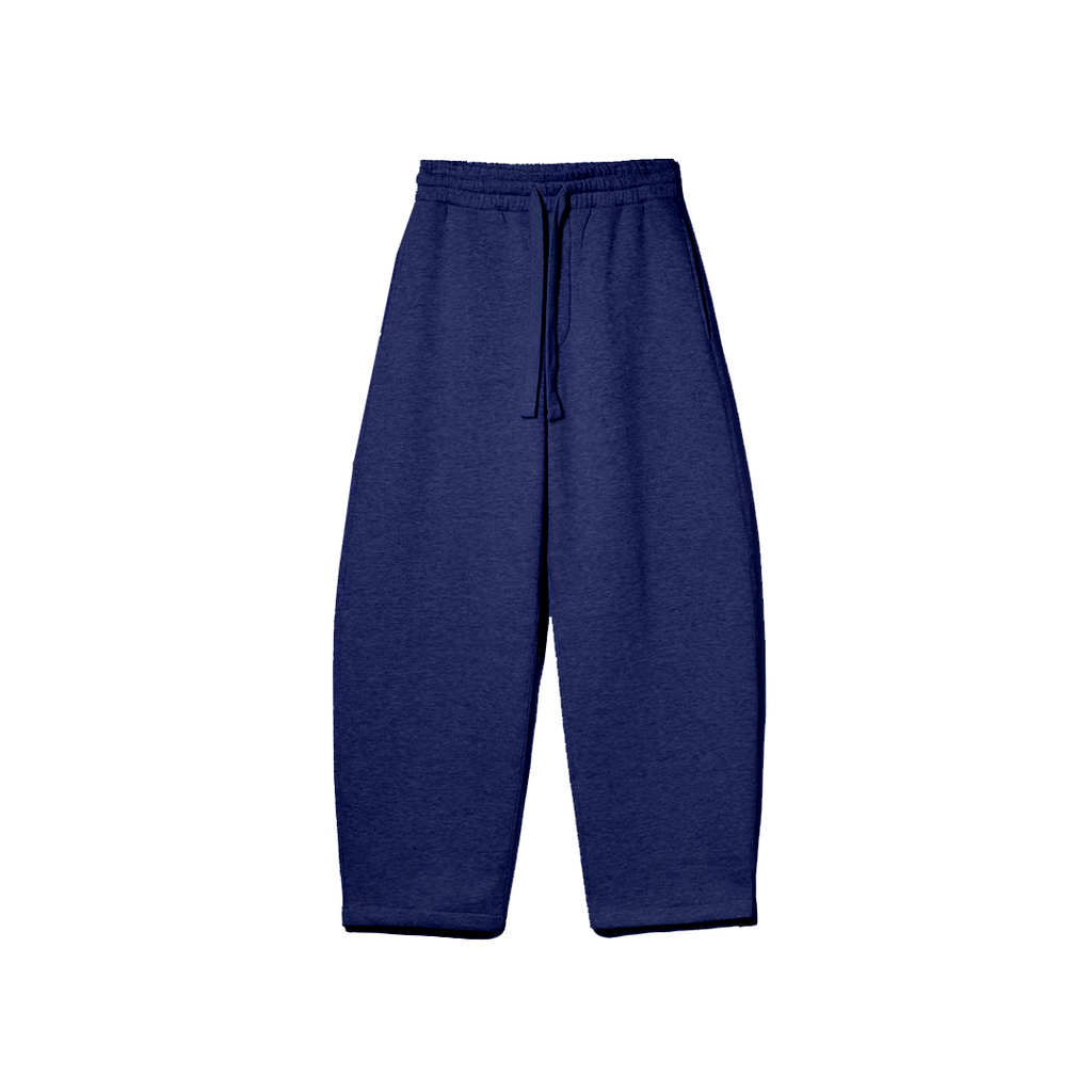 Navy Blue Oversized Fleece Sweatpants for Men – Heavyweight Relaxed Fit Joggers