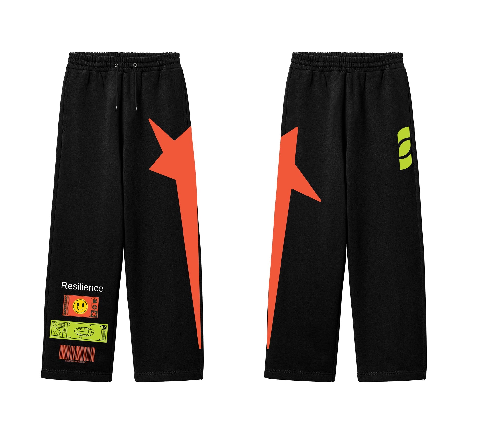 Resilience Graphic Sweatpants – Black Techwear-Inspired Street Joggers