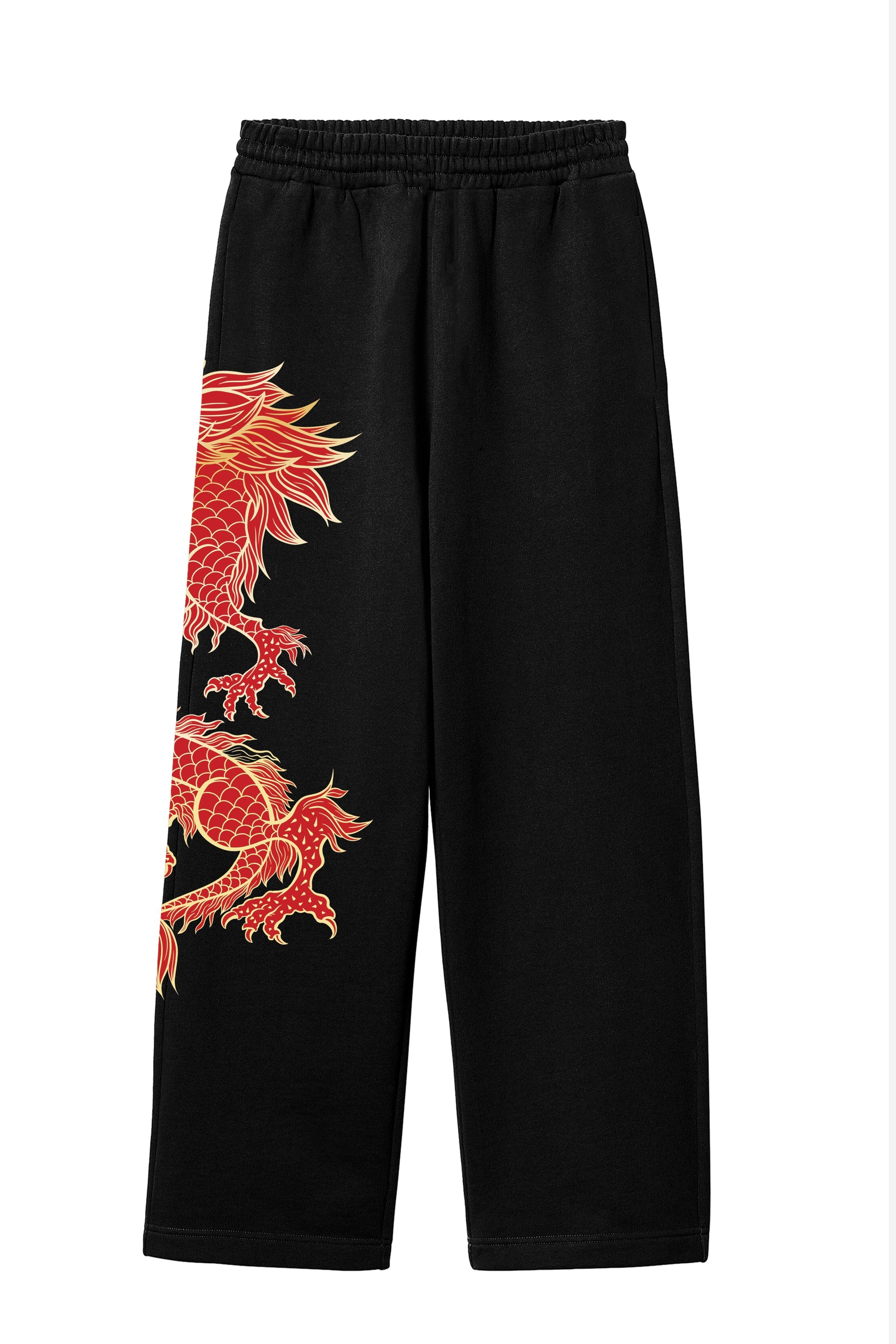 Red Dragon Graphic Streetwear Sweatpants – Black Unisex Joggers