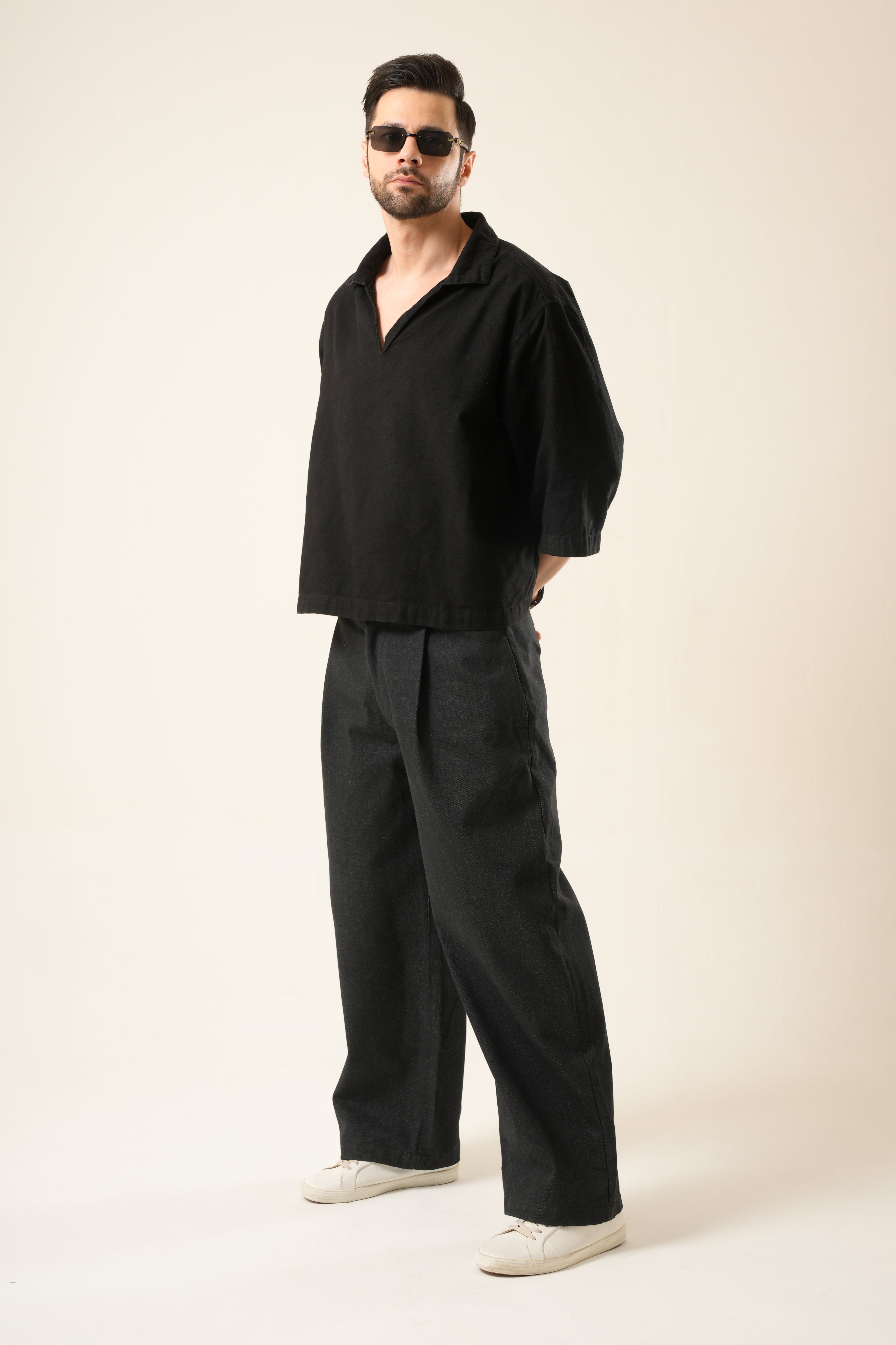 Phantom Wide Denim | Men’s Relaxed Raw Black Jeans