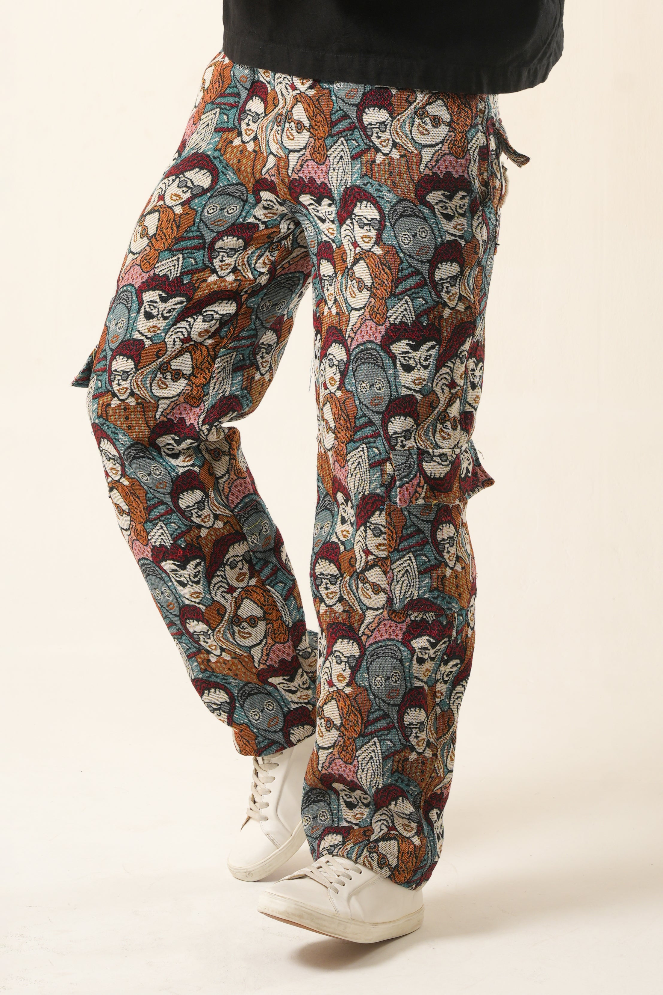 Mosaic Identity Cargo | Artistic Tapestry Printed Utility Pants