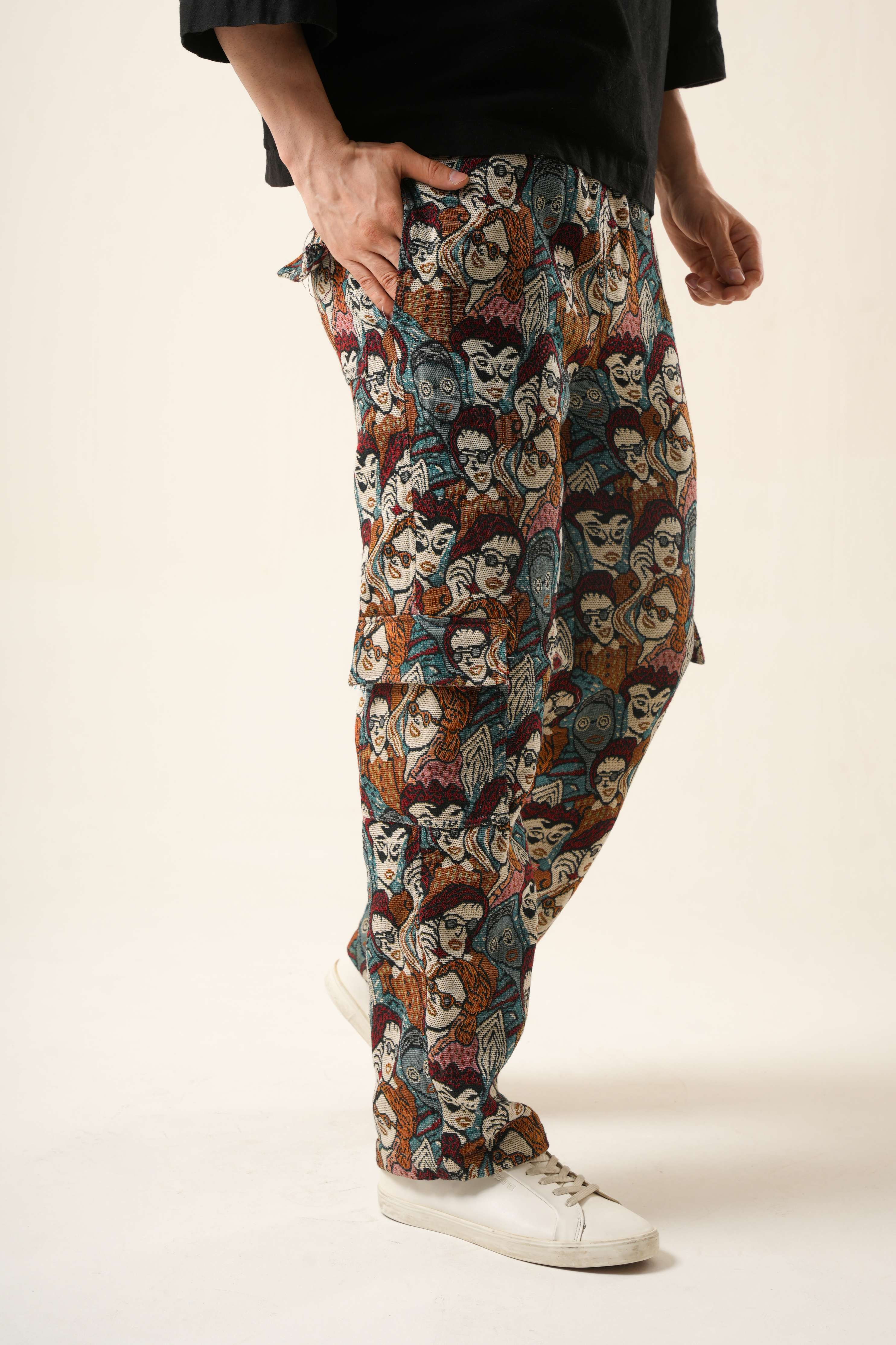 Mosaic Identity Cargo | Artistic Tapestry Printed Utility Pants