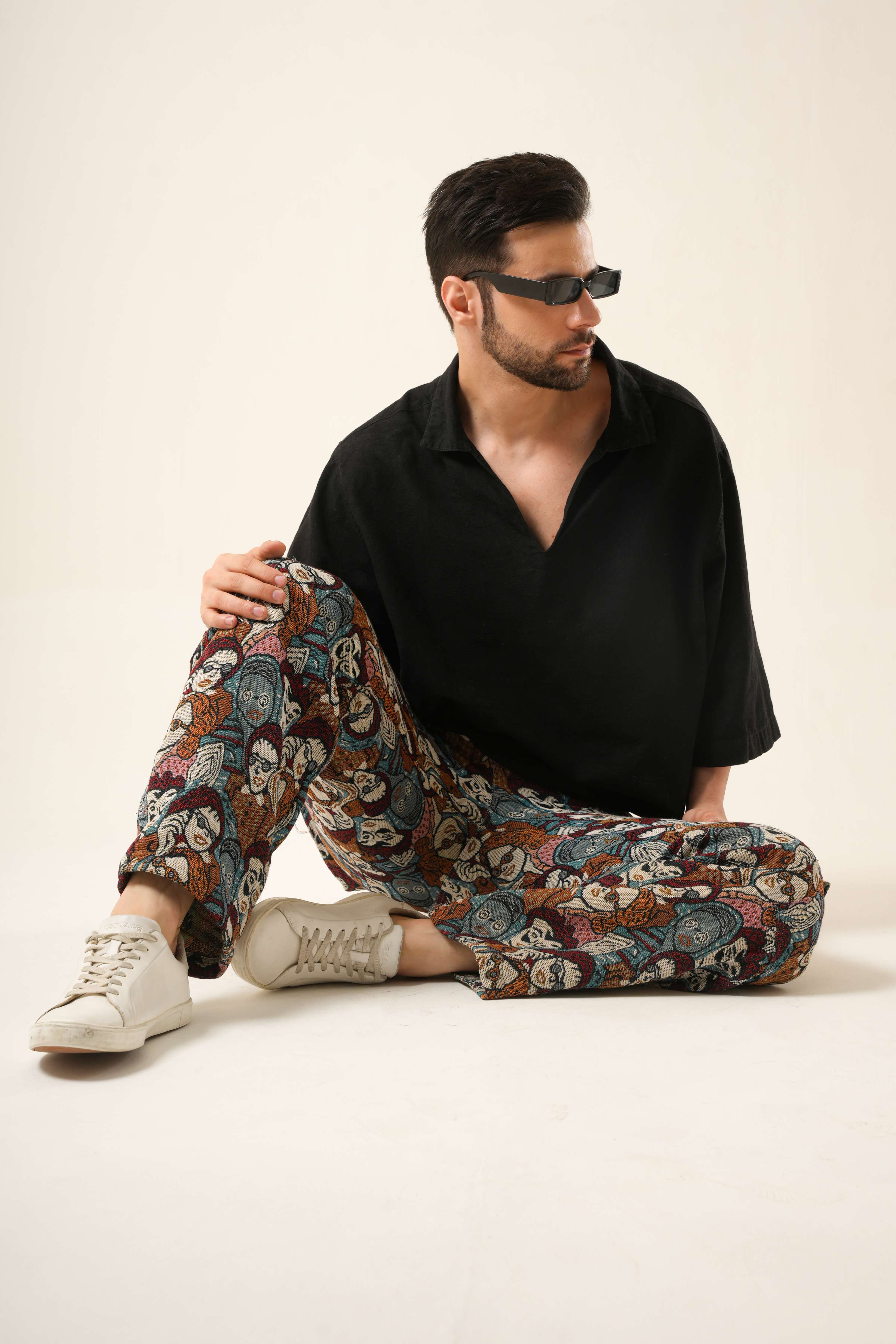 Mosaic Identity Cargo | Artistic Tapestry Printed Utility Pants