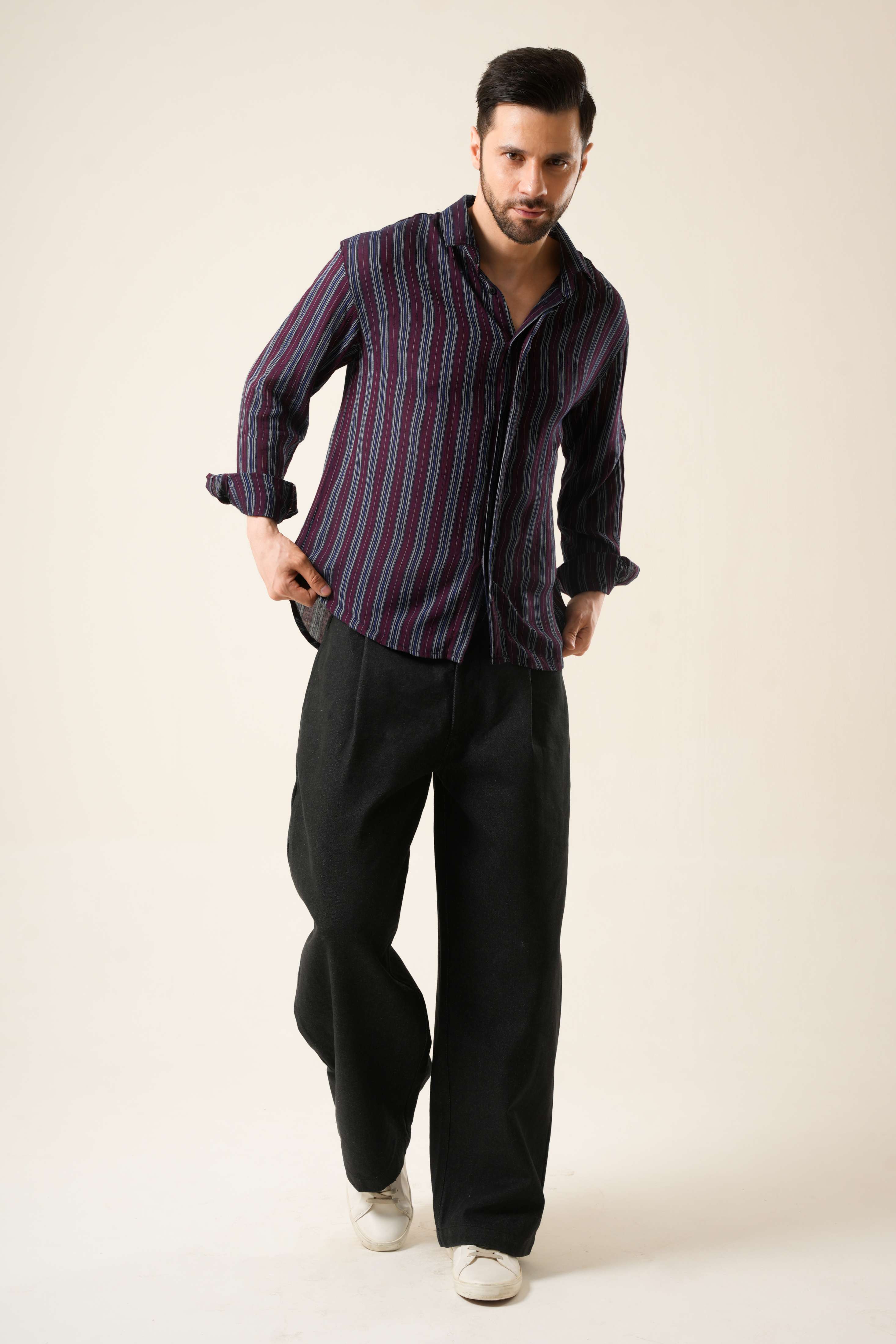 Rare Code Stripe Shirt | Embroidered Cotton Streetwear Shirt
