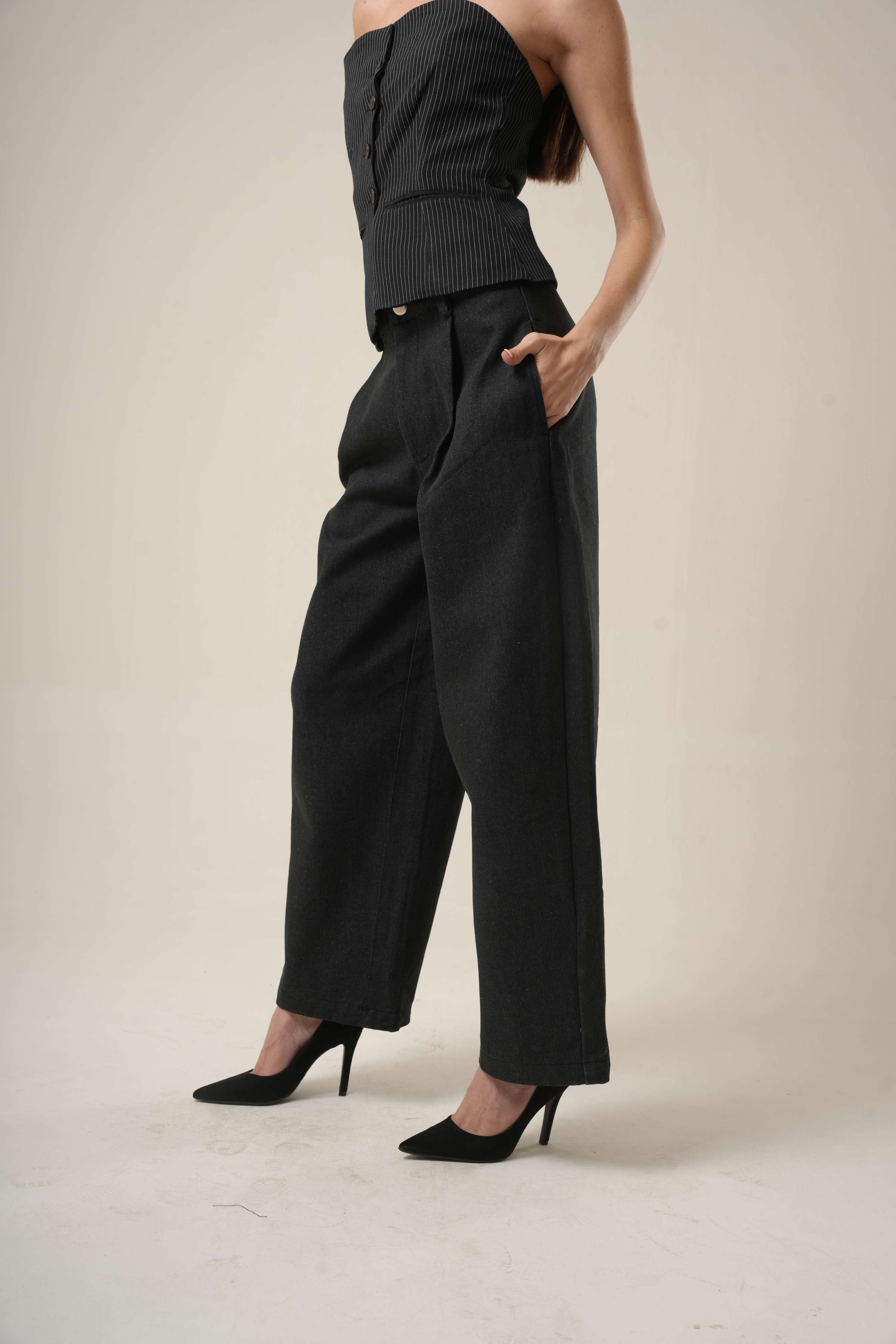 Phantom Wide Denim (Women’s) | Relaxed Raw Black Jeans