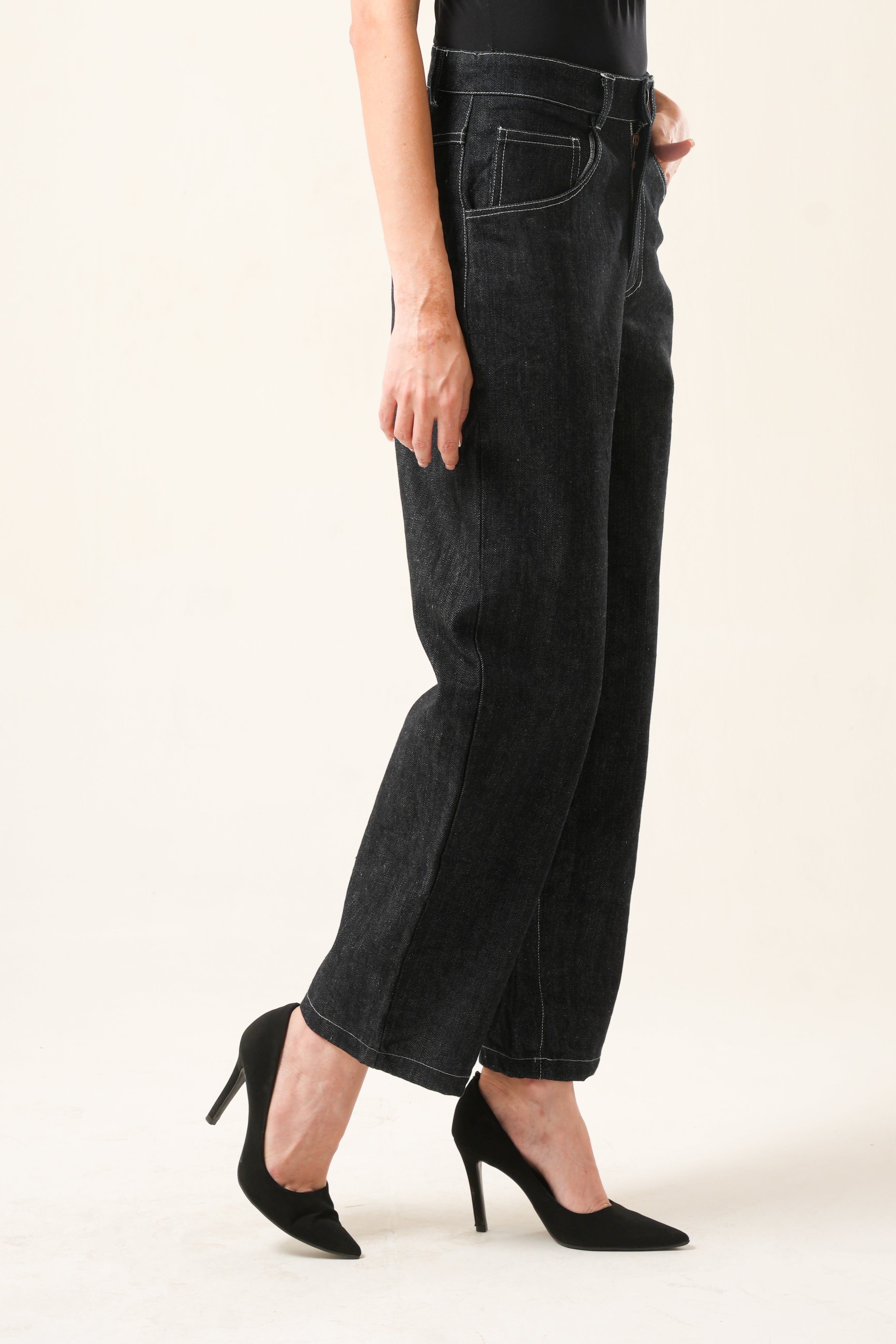 Drift Shadow Denim | Women’s Relaxed Raw Wide-Leg Jeans