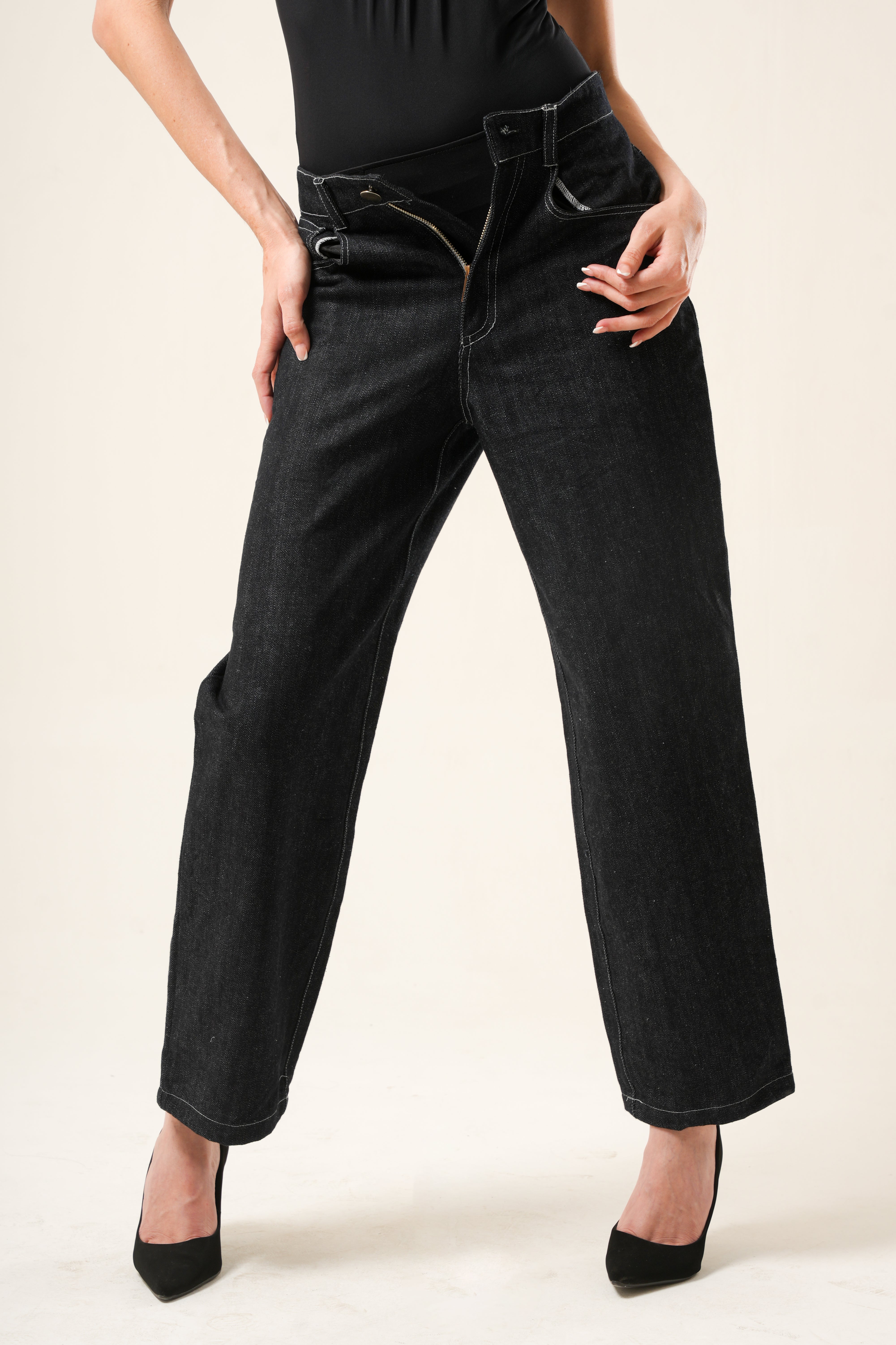 Drift Shadow Denim | Women’s Relaxed Raw Wide-Leg Jeans