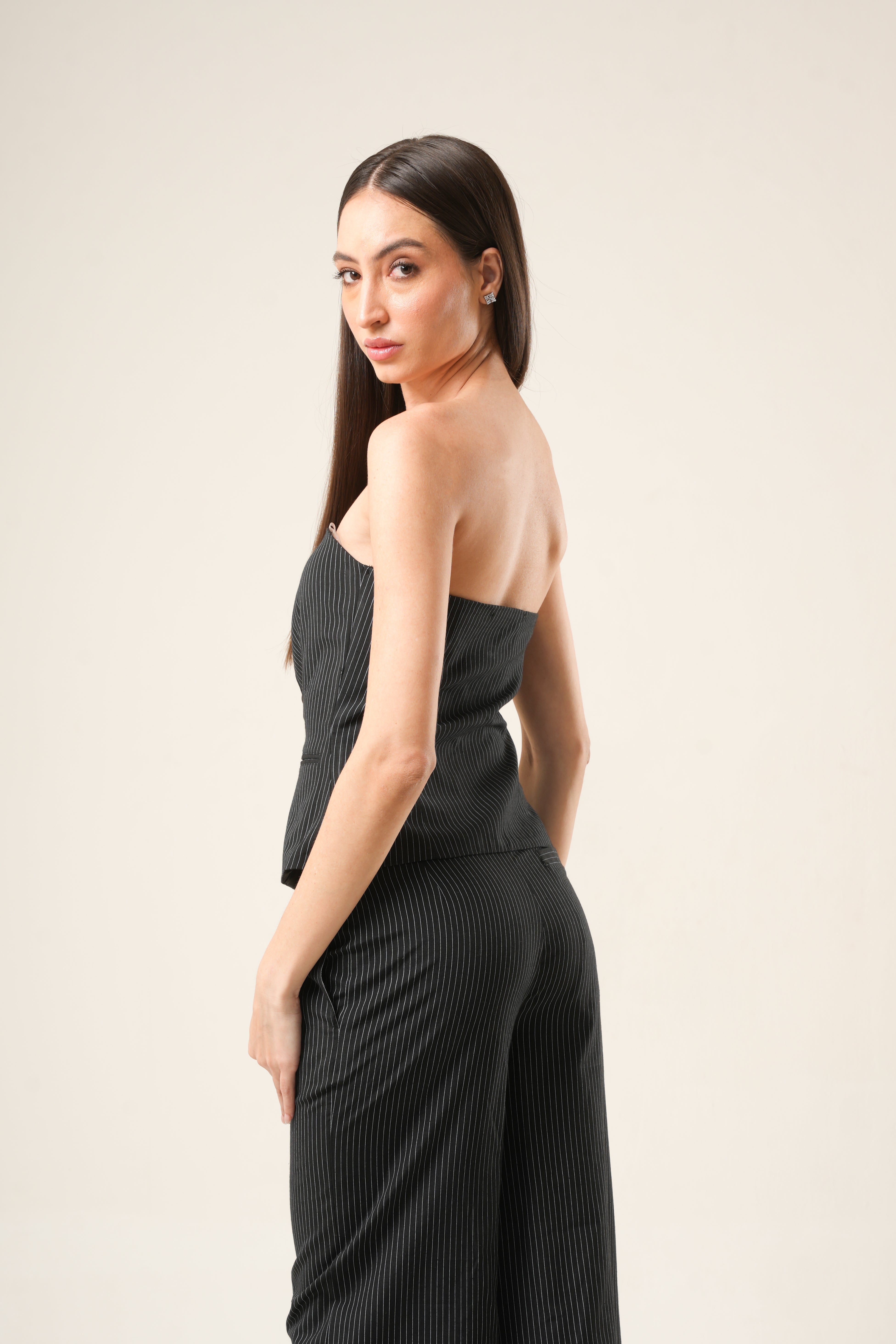 Boardroom Rebellion Set | Pinstripe Bustier & Tailored Trouser Co-ord