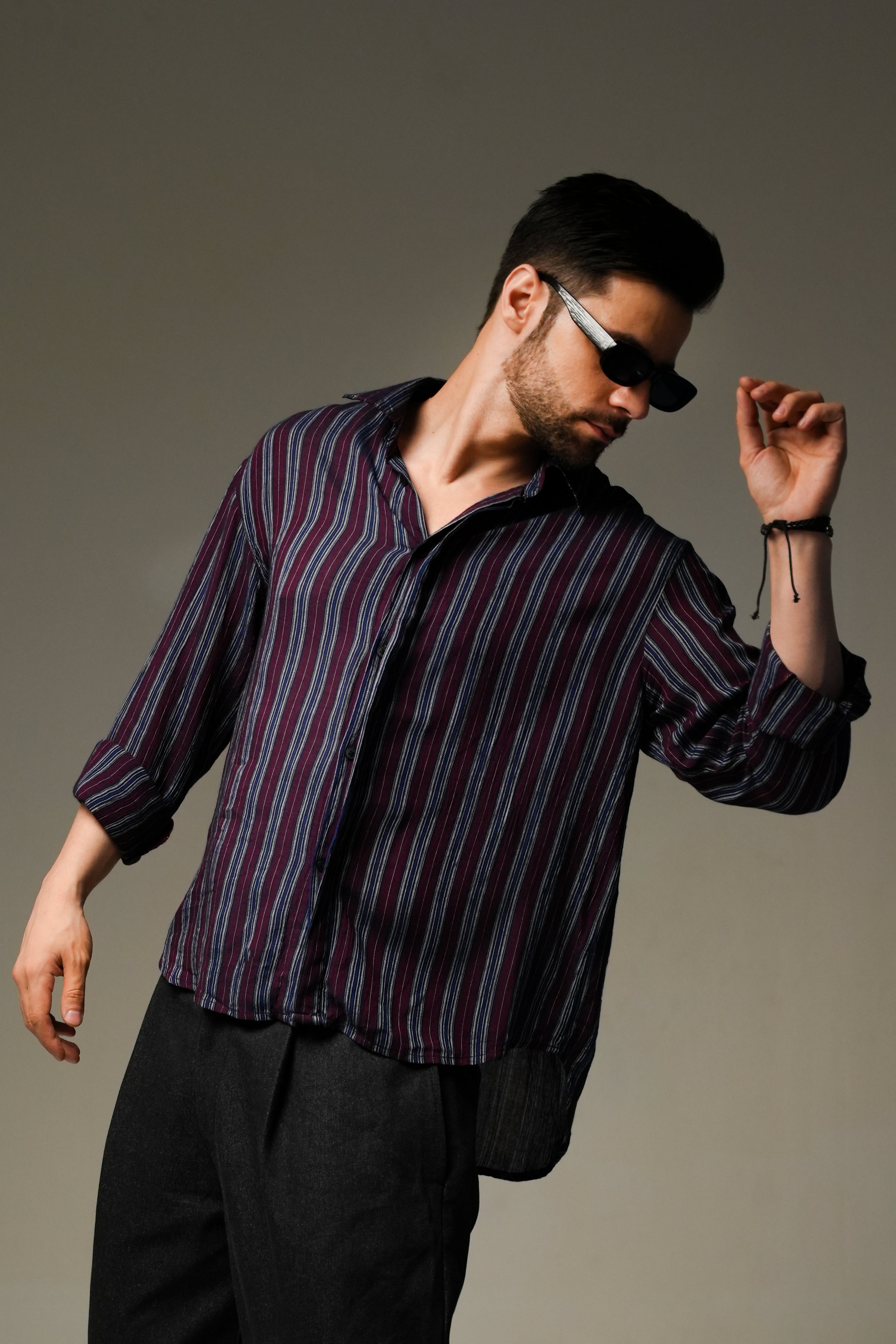 Rare Code Stripe Shirt | Embroidered Cotton Streetwear Shirt