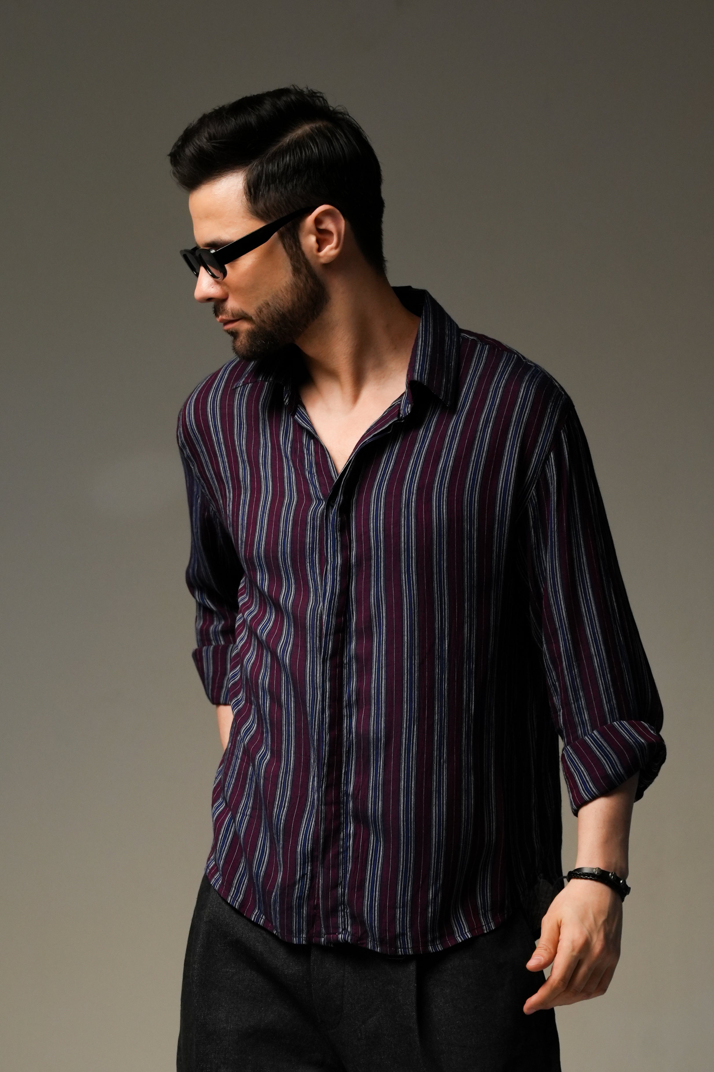 Rare Code Stripe Shirt | Embroidered Cotton Streetwear Shirt
