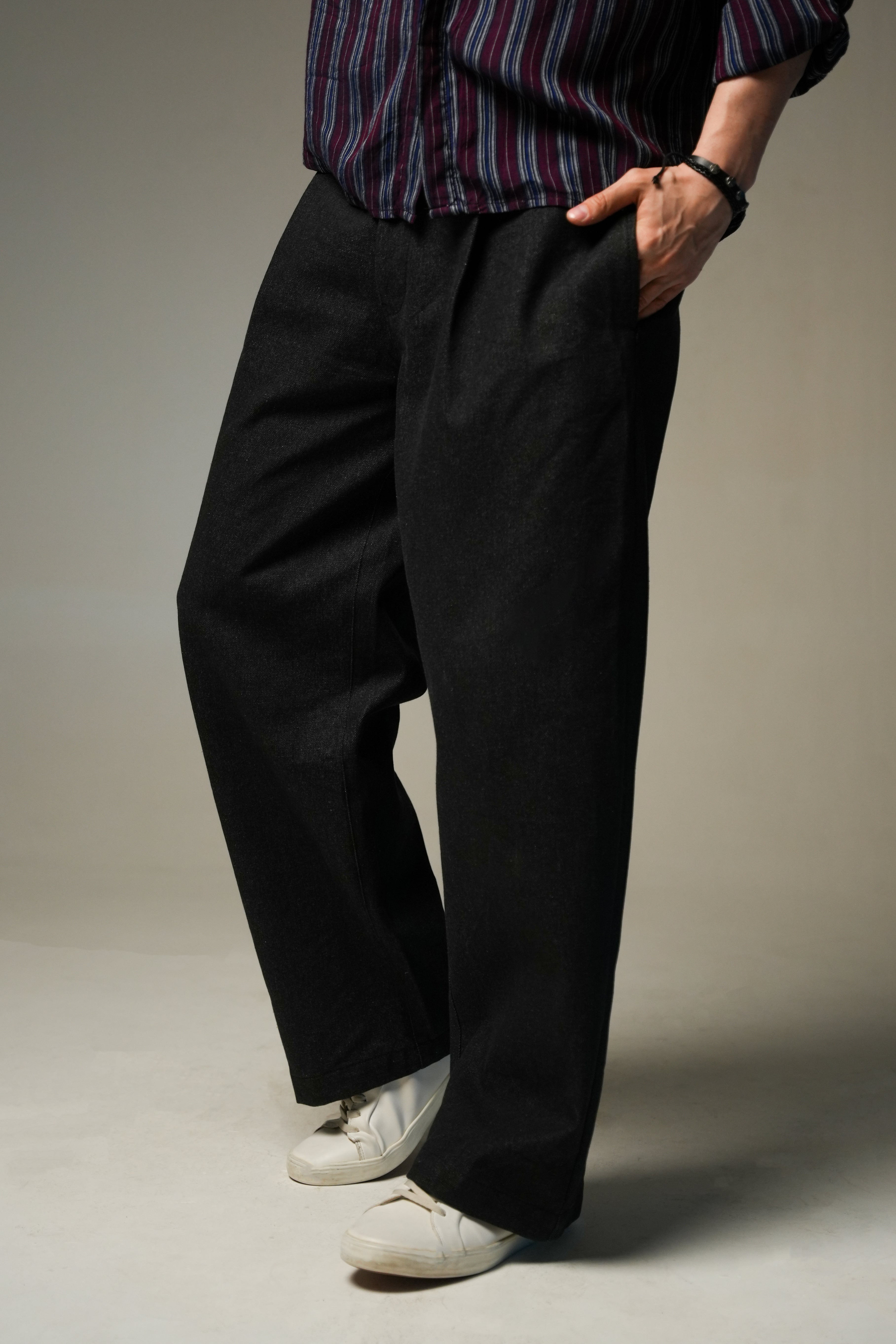 Phantom Wide Denim | Men’s Relaxed Raw Black Jeans