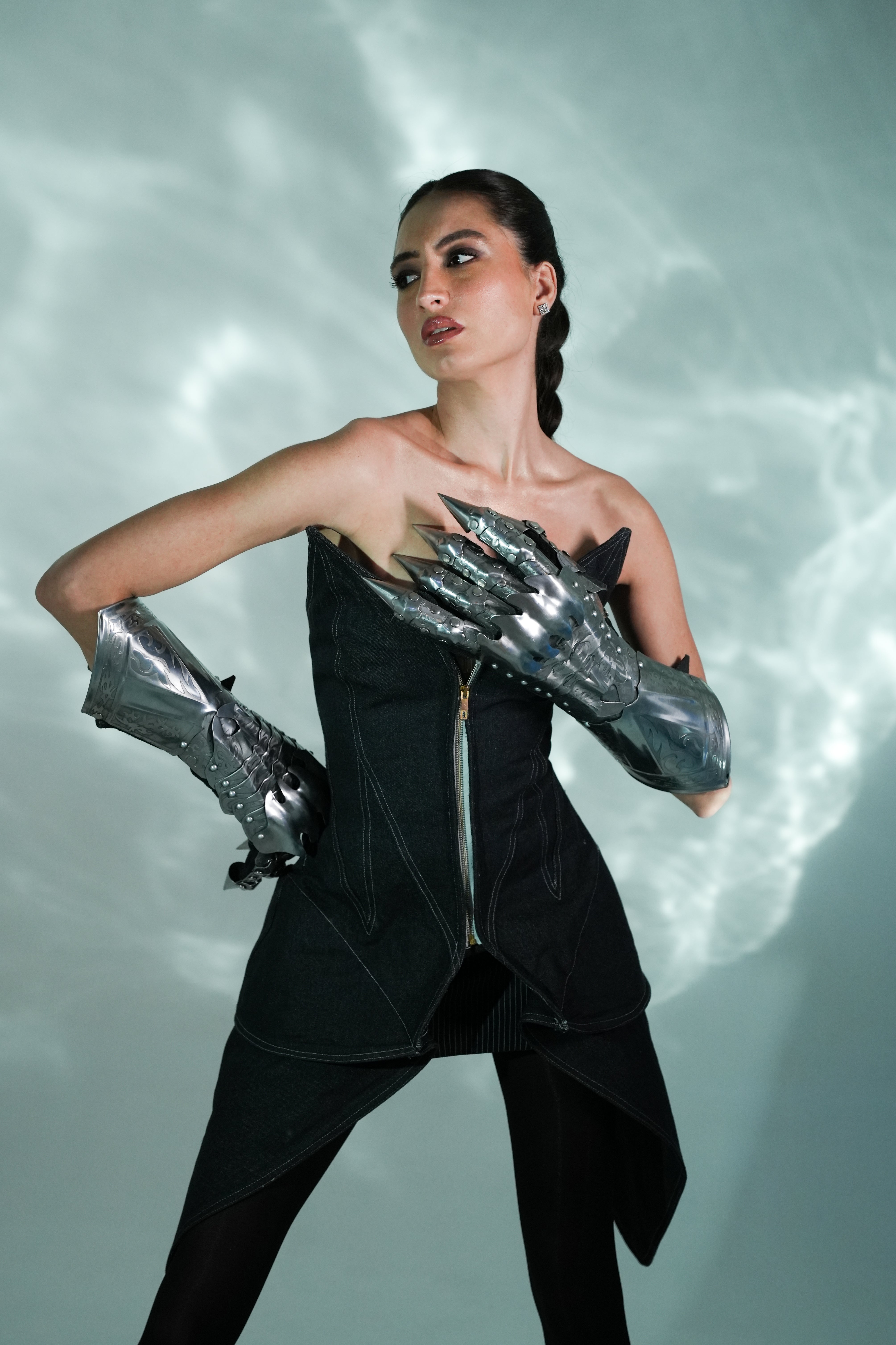 Iron Bloom Armour Top | Avant-Garde Metallic Statement Piece