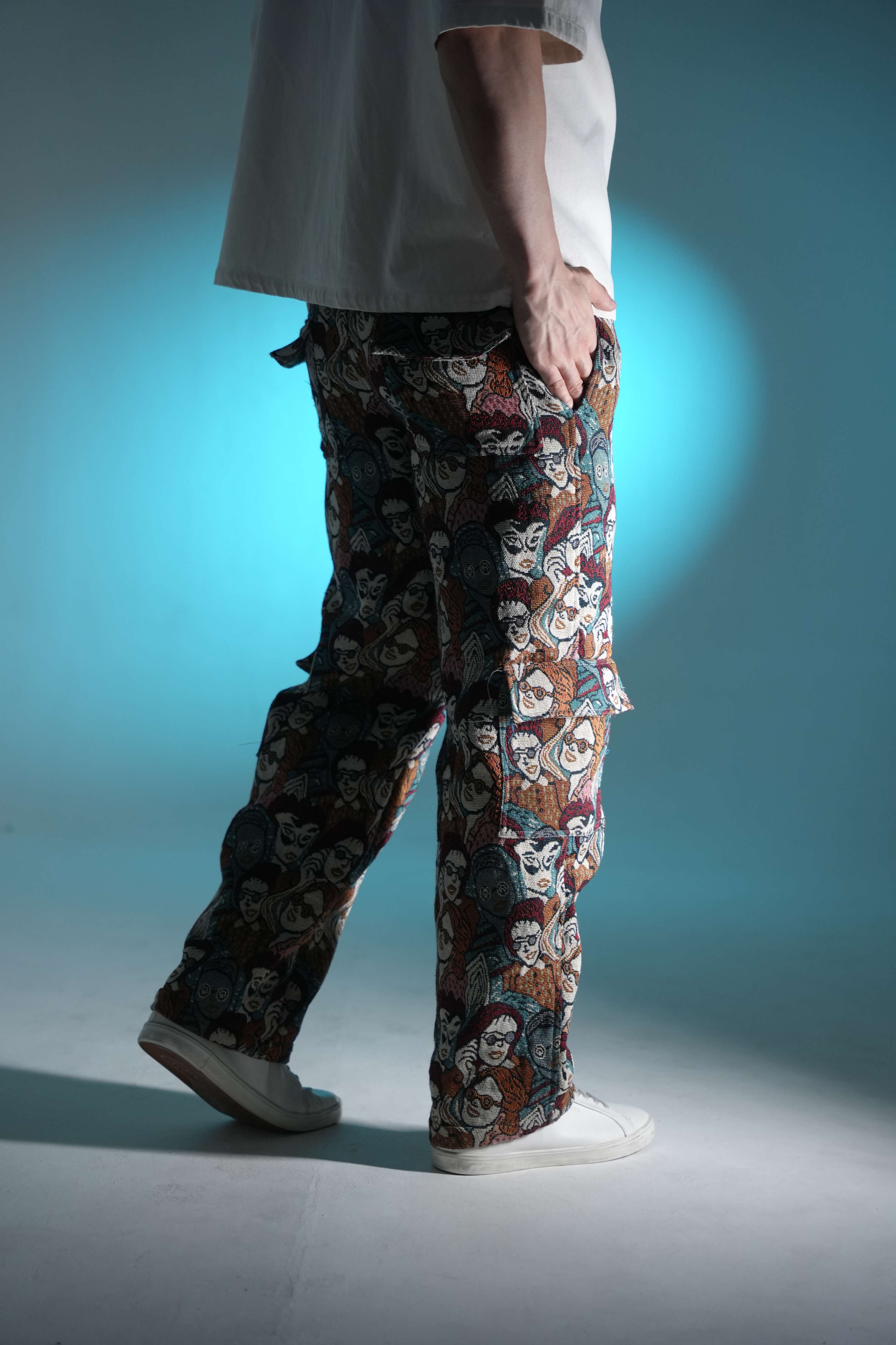 Mosaic Identity Cargo | Artistic Tapestry Printed Utility Pants