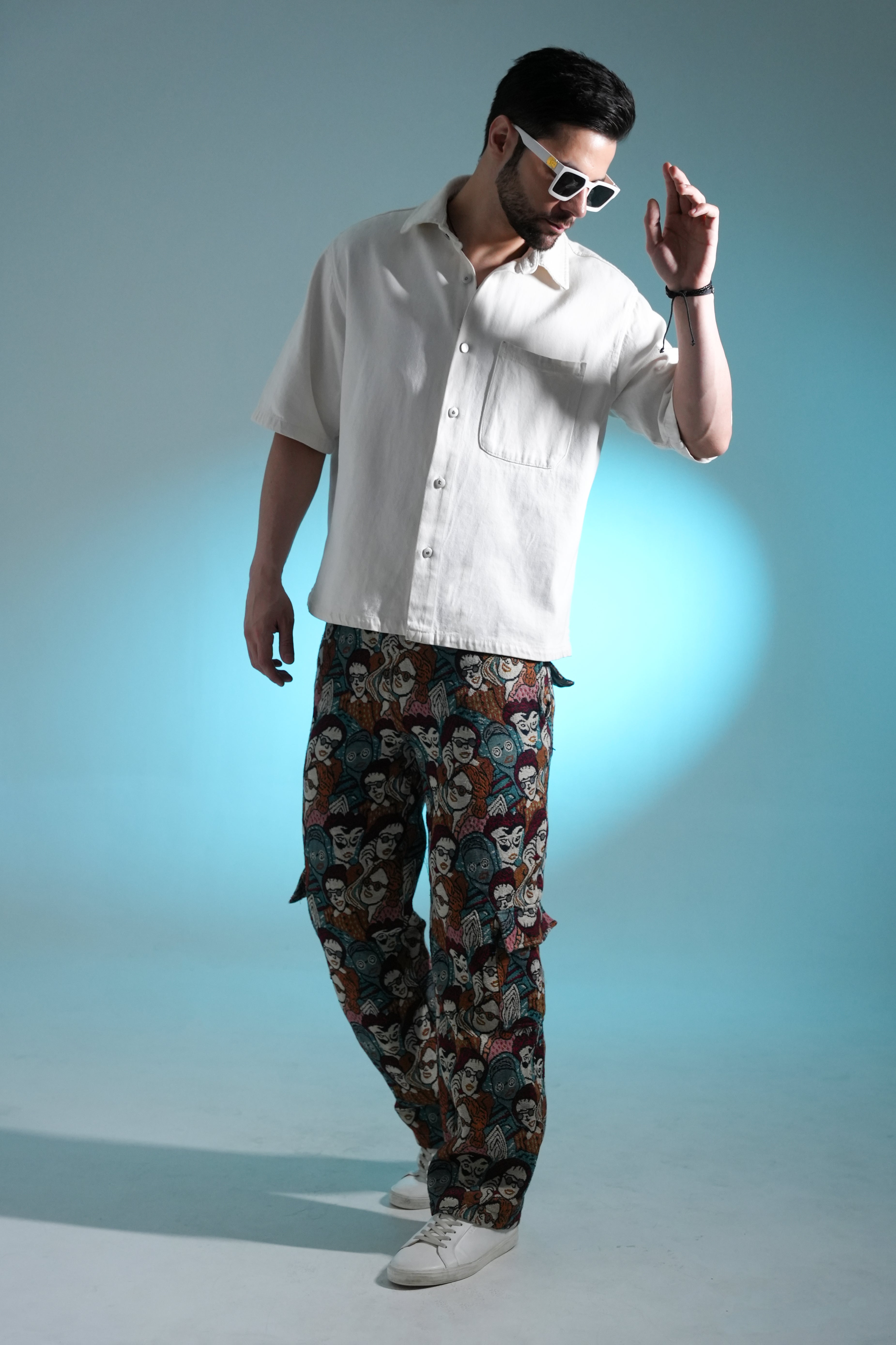 Mosaic Identity Cargo | Artistic Tapestry Printed Utility Pants