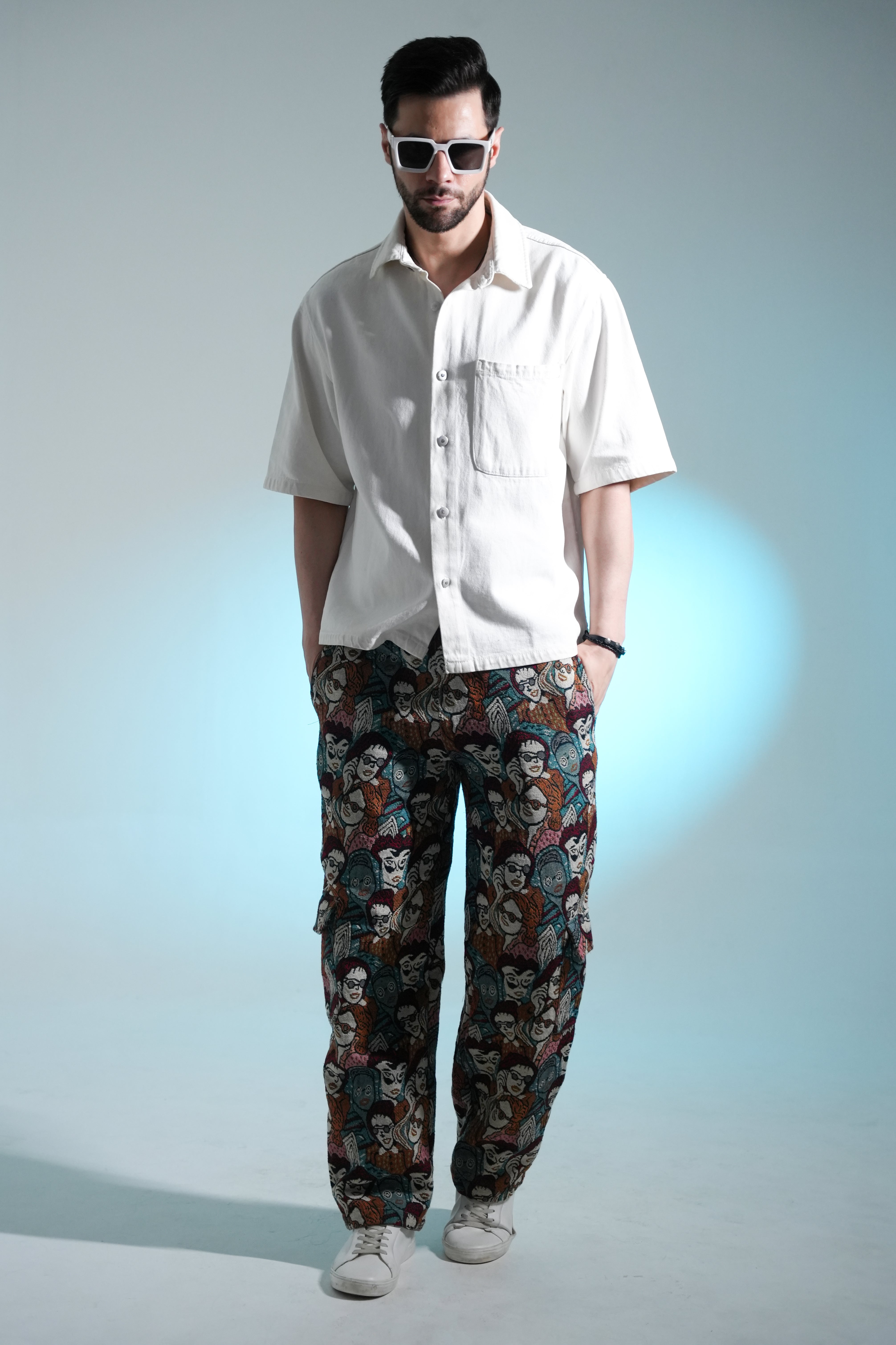 Mosaic Identity Cargo | Artistic Tapestry Printed Utility Pants