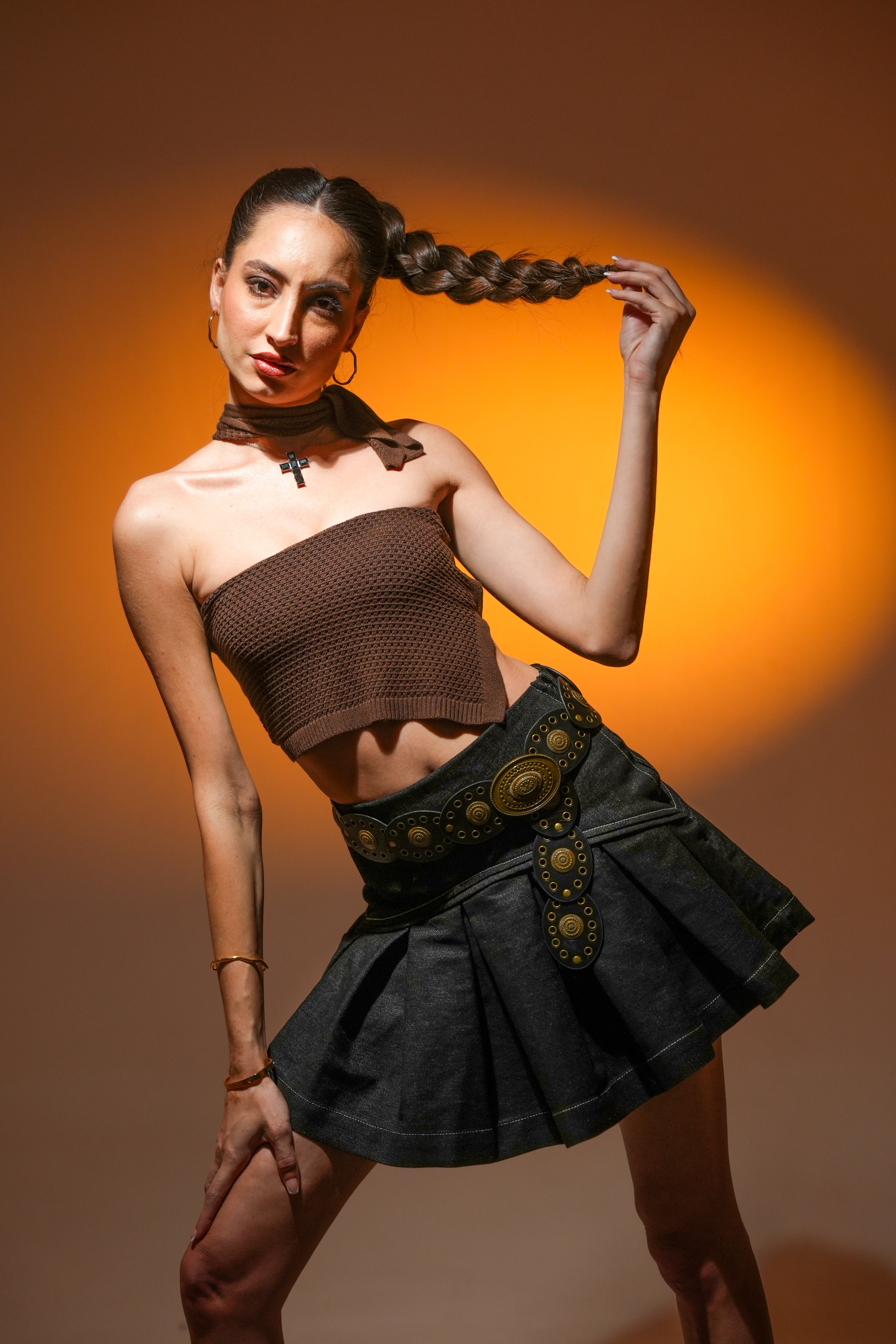 Orion Denim Mini Skirt | Pleated 100% Cotton Essential