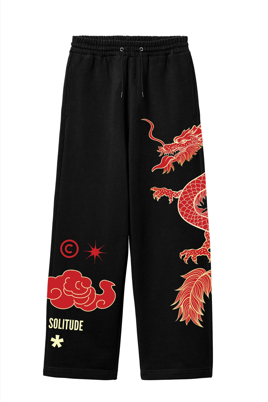 Red Dragon Graphic Streetwear Sweatpants – Black Unisex Joggers