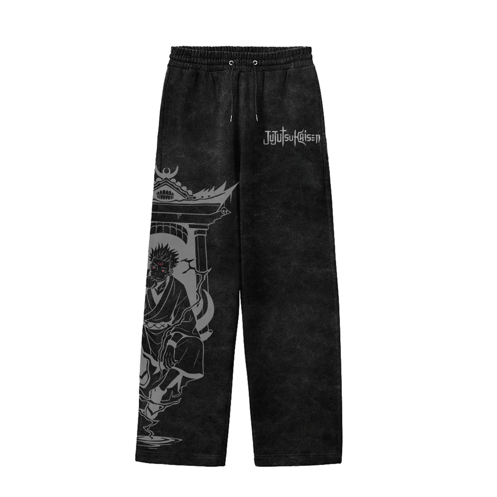 Cursed Throne Acid Wash Oversized Sweatpants – Grunge Streetwear Statement
