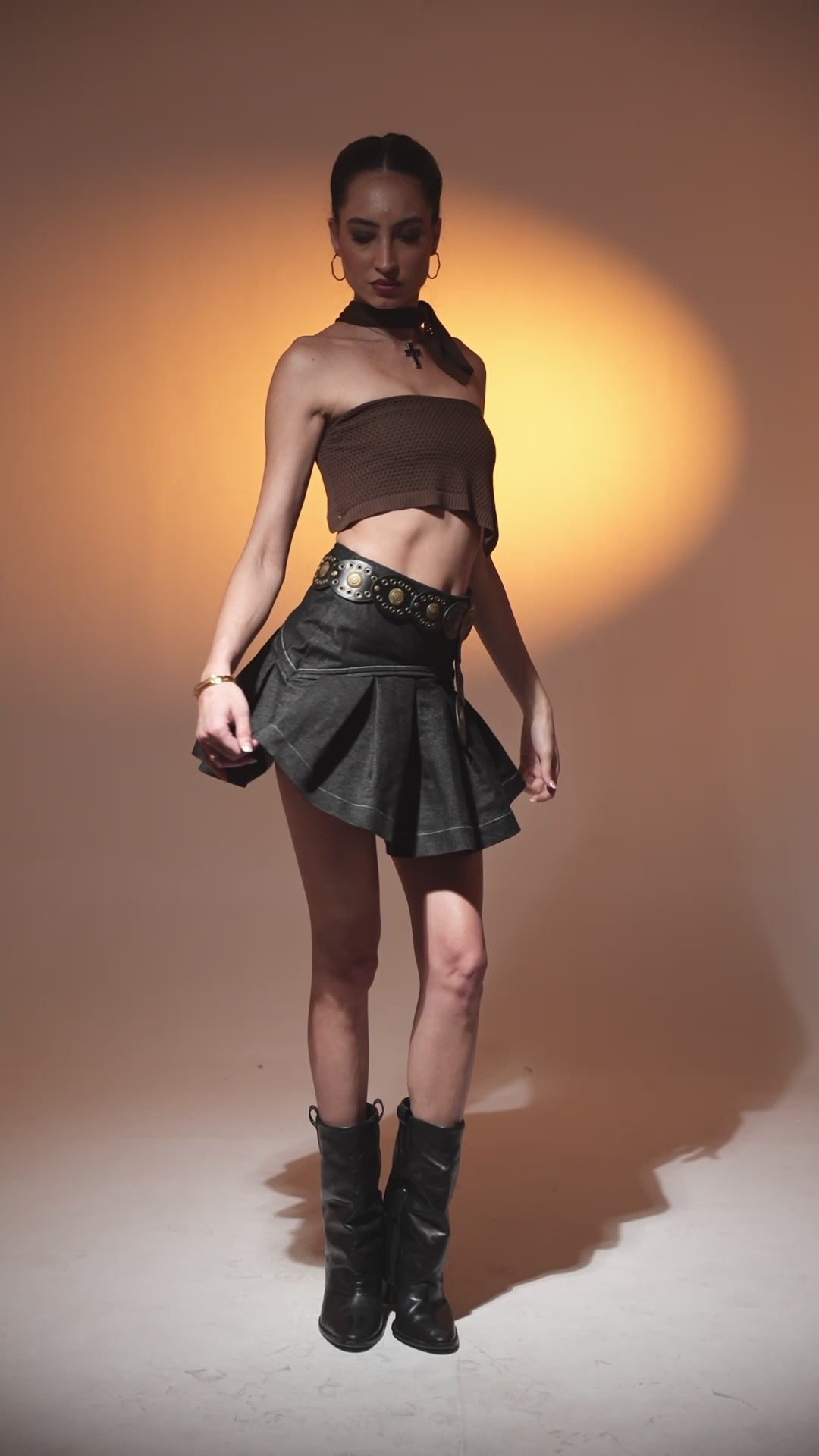 Orion Denim Mini Skirt | Pleated 100% Cotton Essential